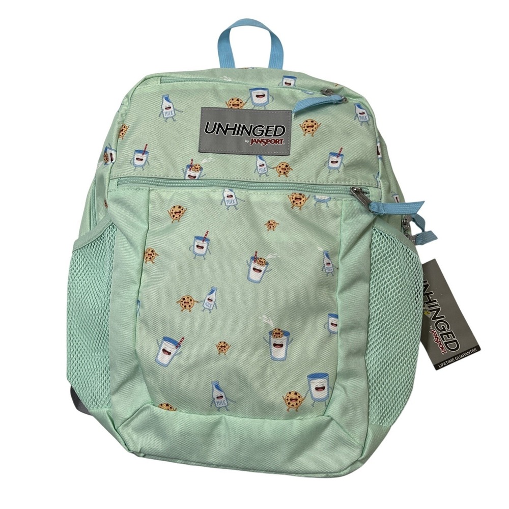 Jansport Unhinged Backpack Green‎ Cookies & Milk Tasker M/L Adjustable School
